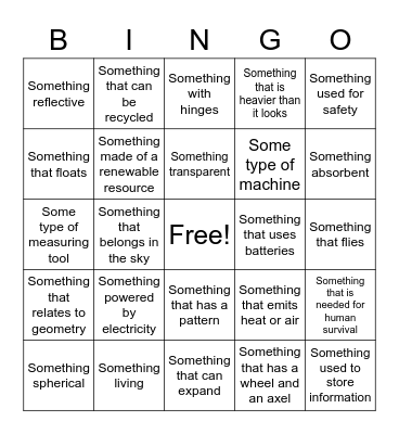 STEM Bingo Card