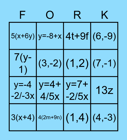 Ducks VS Forks Bingo Card