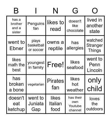 Hey, that's me! Bingo Card