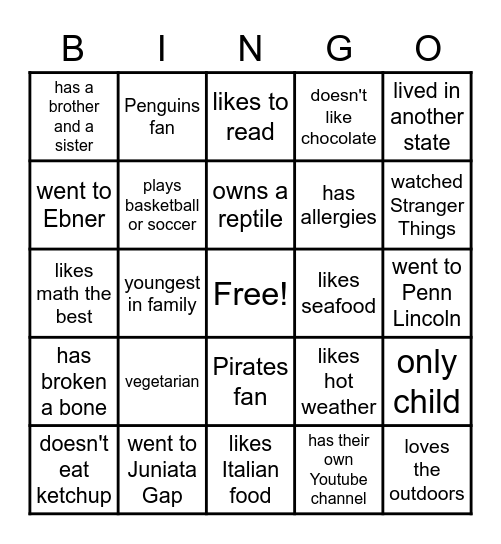 Hey, that's me! Bingo Card