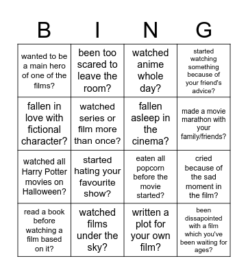 Have you ever? Bingo Card