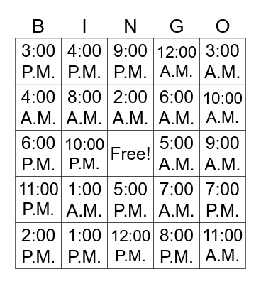 Korean Time Bingo Card