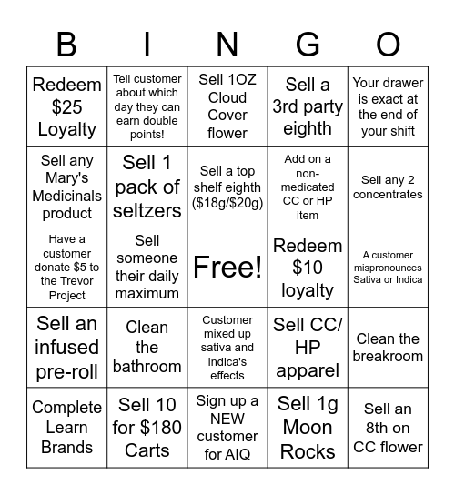 June Sales BINGO Card