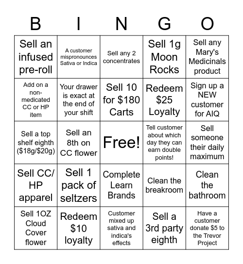 June Sales Bingo Card