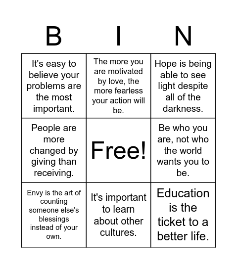 Academic Literacy Bingo Card