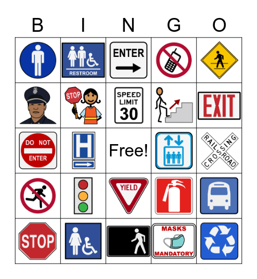 Community Safety/Survival Signs Bingo Card