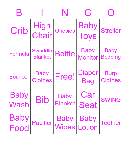 Baby Adley Bingo Card