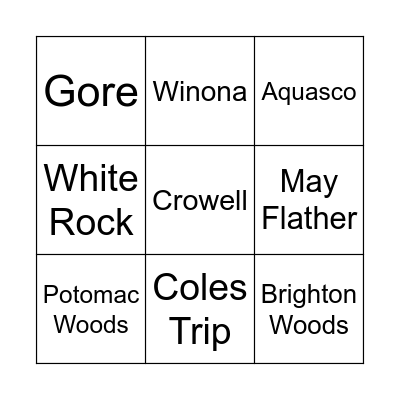 CAMPS Bingo Card
