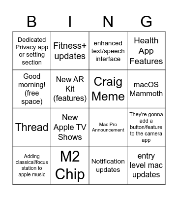 Untitled Bingo Card