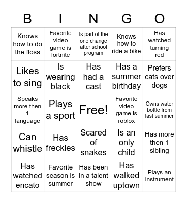 One Change Bingo Card