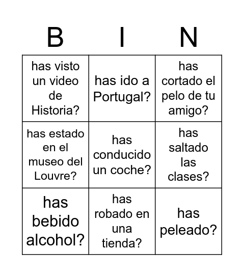 ¿Alguna vez ... Bingo Card