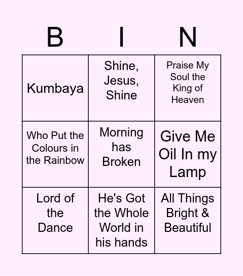 School Assembly Bangers Bingo Card