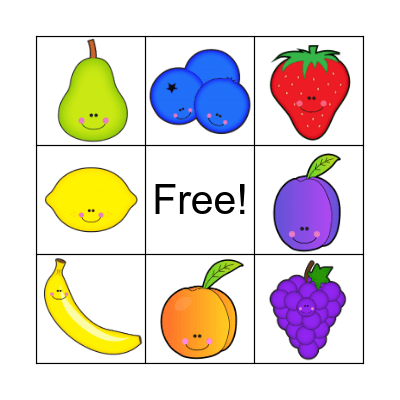 Happy Fruits Bingo Card