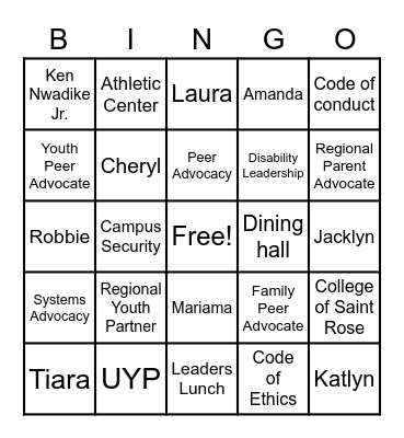 UYP 2022 Bingo Card