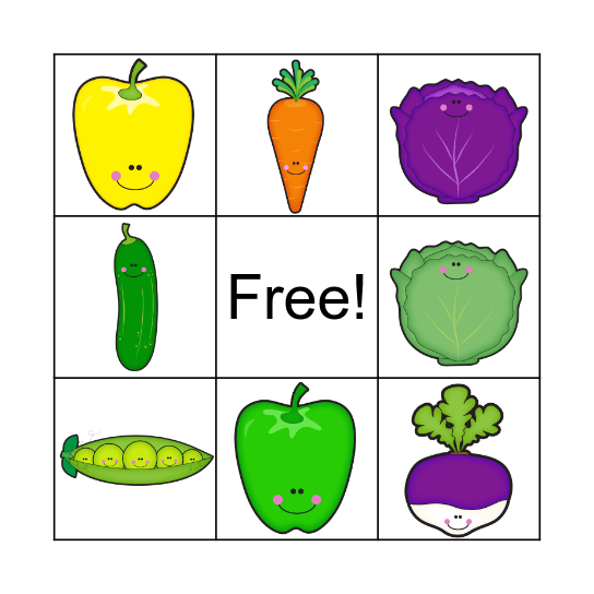 Happy Vegetables Bingo Card