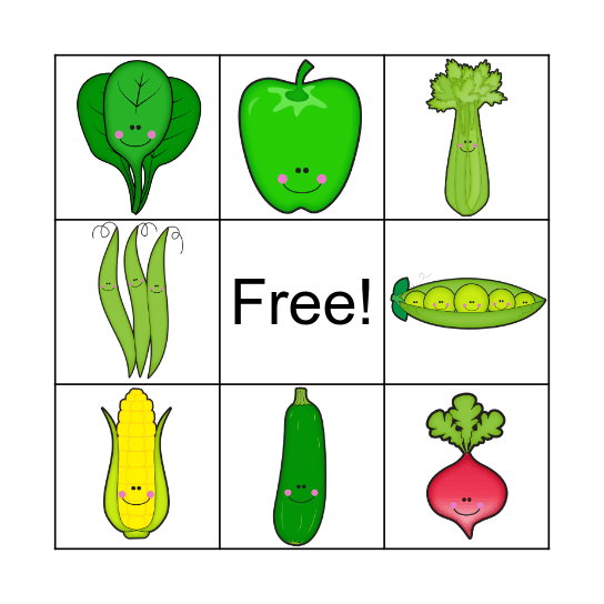 Happy Vegetables Bingo Card