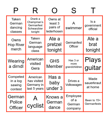Schwarzbier Abend "PROST" Bingo Card