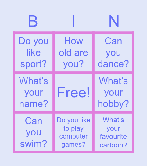 First meeting Bingo Card