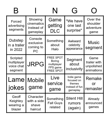 Summer Games Fest Bingo Card Bingo Card