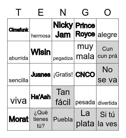 locura de junio Bingo Card