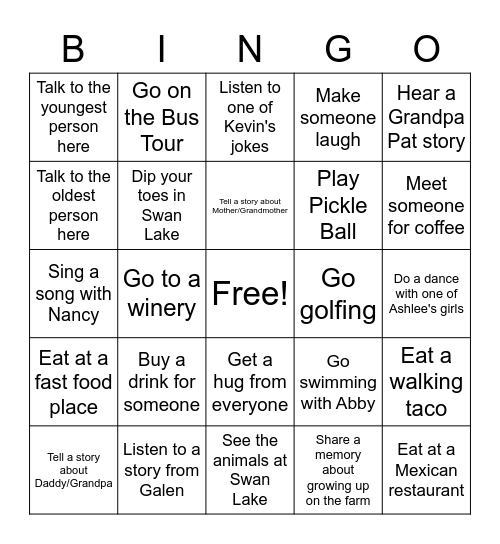 PFR BIngo Card