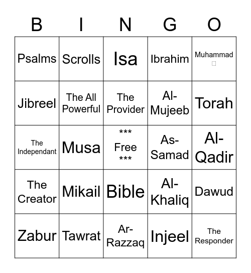 Books of Allah Bingo Card