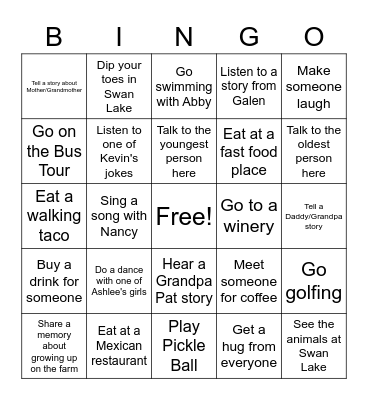 PFR Bingo Card