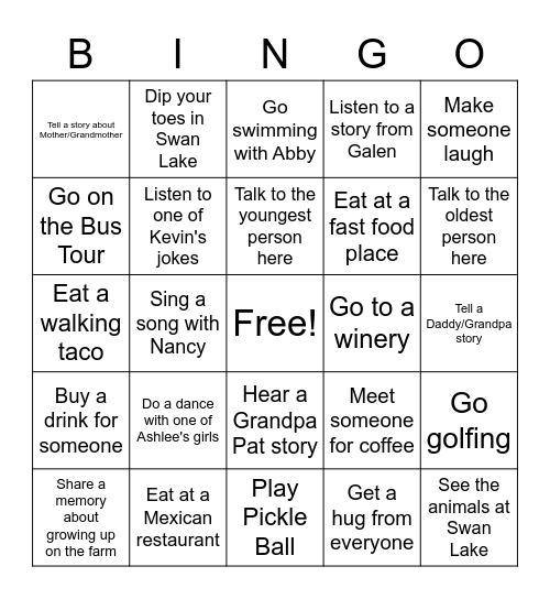 PFR Bingo Card