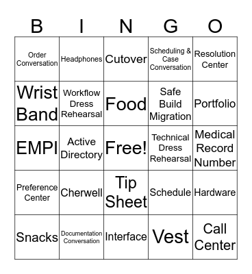 UMMS Bingo Card