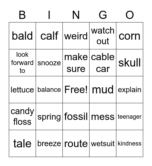 look 6 Bingo Card