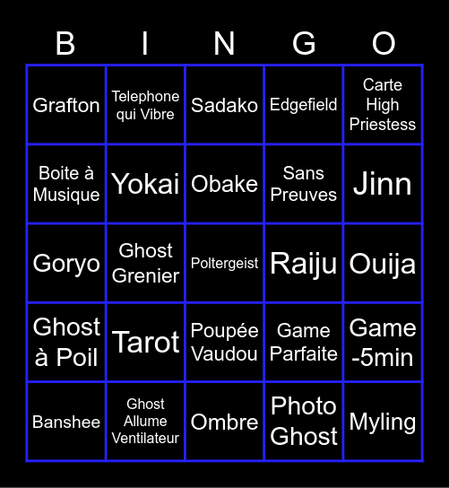 BINGO PHASMO Bingo Card