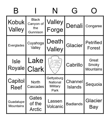 NATIONAL PARKS Bingo Card