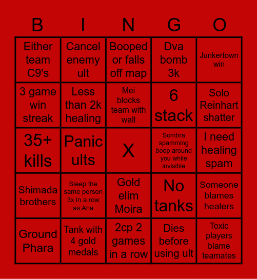 Overwatch Bingo Card