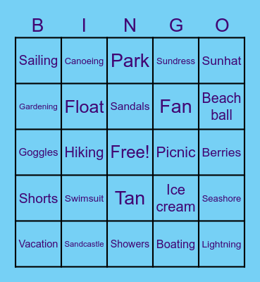 Summer Fun Bingo Card