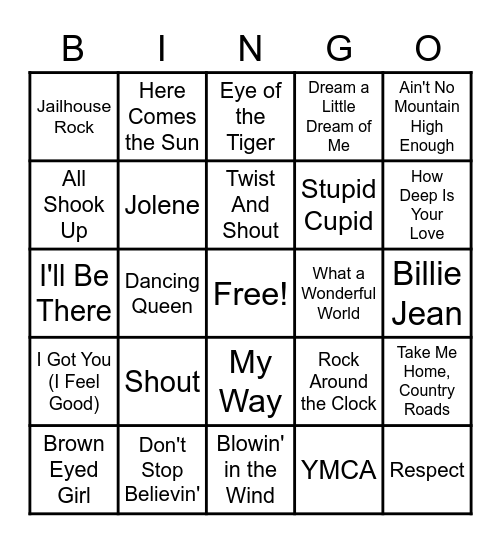 Music Bingo Card