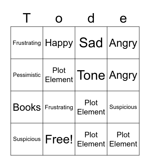 Reading Review Bingo Card