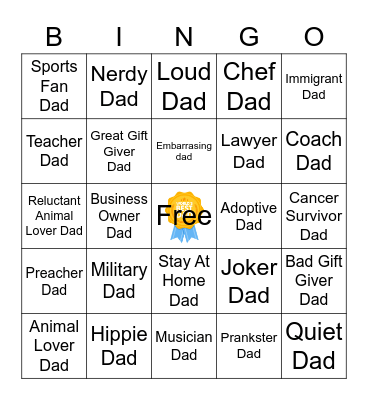Kodella Dad Day Bingo Card