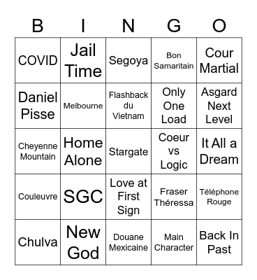 Stargate Bingo Card