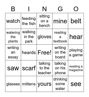 Unit 1 school days Bingo Card