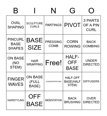 Hairstyling Bingo Card