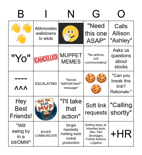 Steven Riedl Bingo Card