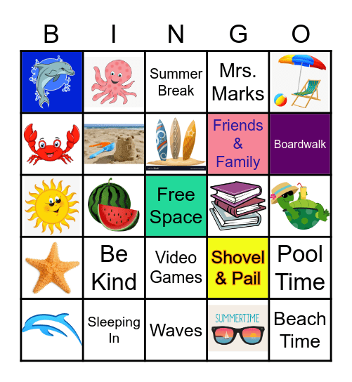 Mrs. Marks ~ Beach Bingo Card