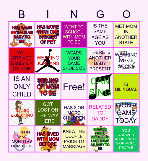 Find The Guest- Baby Shower Bingo Card