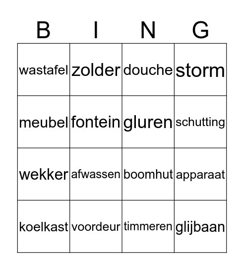 Taal bingo Card