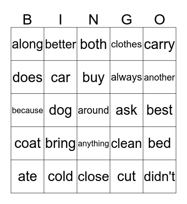 Freak - Out! Bingo Card