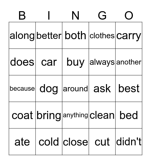 Freak - Out! Bingo Card