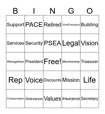 NPESPA Bingo Card