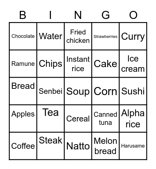 Typhoon Party Bingo Card