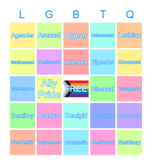 Pride Flag Bingo 2022 Bingo Card
