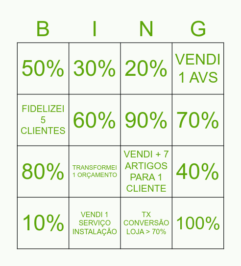 BINGO SUPER SABADÃO DE VENDAS - COMÉRCIO Bingo Card